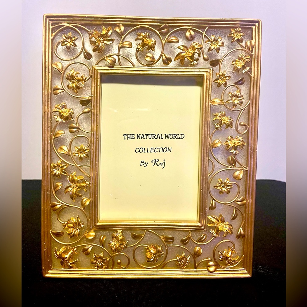 Yellow-Gold Colored Floral 3-D Frame 8” x 6.5” / Picture Glass 4.5” x 3”
